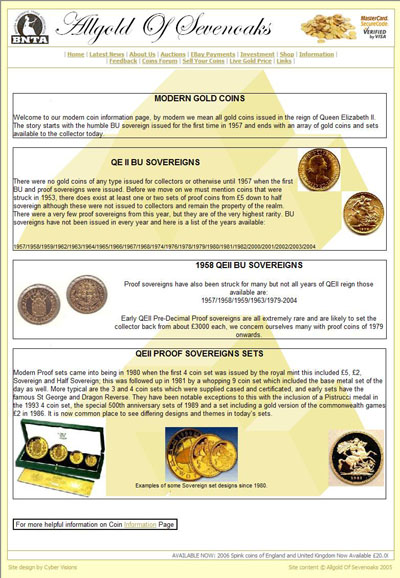 Allgold of Sevenoaks's 'Modern English Gold Coins' Page